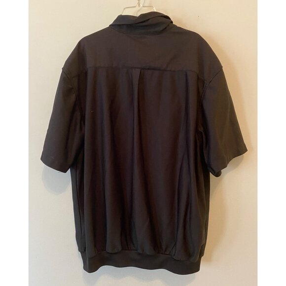 Haband Mens Black Polyester Short-Sleeve Zip-Up Jacket Snap Pockets XL - Picture 3 of 9